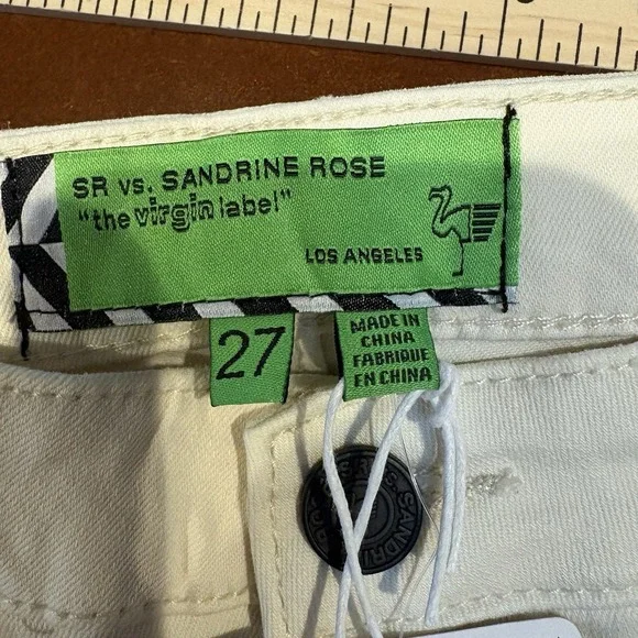 Sandrine Rose SR vs High Rise Flare Jeans 27 ALPES Cream Bell Bottom NWT - Picture 5 of 11